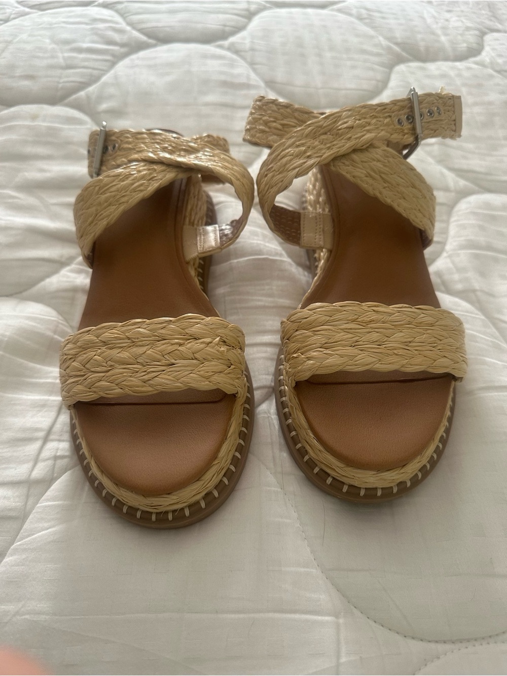 Universal Thread Natural Braided Ankle-Strap Sandals